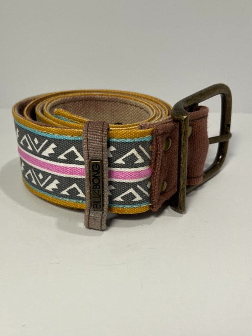 Billabong Aztec Stripe Canvas Belt Y2K Surf Boho Geometric - Picture 5 of 6